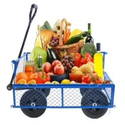 FURNIinspire Wheelbarrows And Lawn Carts Garden Utility Cart Wagon, Foldable Steel Transport Cart For Firewood, Yard Work, Blue, 37“*19"*40" -Home Haven Furniture Store GUEST cdb8d6d9 544b 4ef9 89d5 4d25733c6a9f