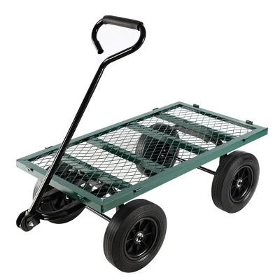 FURNIinspire Wheelbarrows And Lawn Carts Solid Wheels Tools Cart Wagon Cart, Metal Lawn Cart For Picnic, Shopping, Green, 37“*19"*45" 5 FURNIinspire Wheelbarrows And Lawn Carts Solid Wheels Tools Cart Wagon Cart, Metal Lawn Cart For Picnic, Shopping, Green, 37“*19"*45" - Image 3