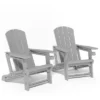 FURNIinspire Patio Accent Chairs Outdoor Folding 2PCS Chairs Adirondack Chair, Portable Chair With Handles For Backyard, Gray, 31.4"*29.6"*36.4"