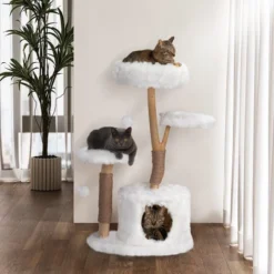 FURNIinspire Pet Tower Modern Cat Tree, Natural Branch Cat Tower, Luxury Cat Condo, Indoor Cat Furniture, Kitten Cat Gift, White, 34"*17.72"*41.73" -Home Haven Furniture Store GUEST ce6eafad c91b 4f64 a263 669980f40315