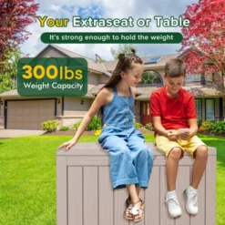 FURNIinspire Deck Boxes 45 Gallon Deck Box, Outdoor Waterproof Storage Bin, Storage Deck Box, All Weather Use, Light Brown, 17“*31”*22“ -Home Haven Furniture Store GUEST ce813219 8664 4cf3 b971 3701ce403e63