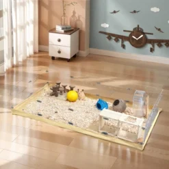 FURNIinspire Pet Crates And Houses Guinea Pig Cage, Hamster Enclosure With Waterproof Kraft Paper Bottom, Easy To Clean, Clear, 47.4"*9.84"*23.77" -Home Haven Furniture Store GUEST ced8e431 791e 45b9 bed0 185fe76ce692