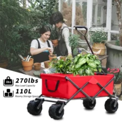 FURNIinspire Outdoor Serving Carts Park Garden Cart Tool Customized Color Folding Camping Trolley Outdoor Picnic Beach Wagon, Red, 37.8"*21.2"*34.45" -Home Haven Furniture Store GUEST cf0bd41a 5562 4c47 9aa7 bd4ffd61bf3a