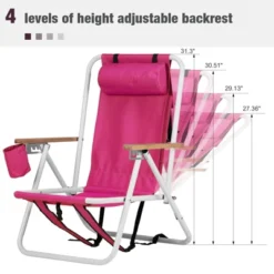 FURNIinspire Outdoor Portable Chair Set Of 2 With Headrest Cup Holder And Backpack Straps For Outdoor Relaxation, Pink, 23"*21.7"*31.5" -Home Haven Furniture Store GUEST d21f90f0 0a71 43e3 962d 5dcddc6481b6