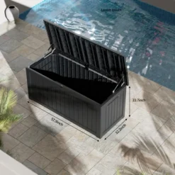 FURNIinspire Deck Boxes, Outdoor Storage Box With Waterproof Function For Gardening Tools, Pool Supplies, Patio Furniture, Black, 57.87"*32.24"*33.66" 9 FURNIinspire Deck Boxes, Outdoor Storage Box With Waterproof Function For Gardening Tools, Pool Supplies, Patio Furniture, Black, 57.87"*32.24"*33.66" -Home Haven Furniture Store GUEST d2f8e717 e615 4c60 b6df 66d0e45a4a4e