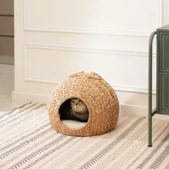 FURNIinspire Woven Wicker Round Cat Bed Cave With Handles,For Any Size Cat Breeds,Use With Cat Tower,18"*18"*18" -Home Haven Furniture Store GUEST d5334044 18f0 4b84 b85a f4ed71a0b8d5