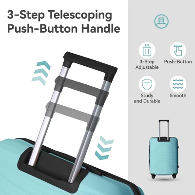 FURNIinspire Bag And Luggage Sets 3 Piece Rolling Suitcase Set, Hard Suitcases With Wheels, Lightweight Travel Luggage, Blue, 21.46"*12.01"*30.51" 6 FURNIinspire Bag And Luggage Sets 3 Piece Rolling Suitcase Set, Hard Suitcases With Wheels, Lightweight Travel Luggage, Blue, 21.46"*12.01"*30.51" - Image 4