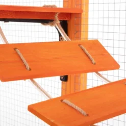 FURNIinspire Pet Crates And Houses, Cat Enclosure, 6 Jumping Platforms, 2 Cat Condos, Cat Bridge And Scratching Board, Orange, 104.3"*35.4"*72.1" -Home Haven Furniture Store GUEST d5b5eafc dc54 4912 ac89 c7c0ef445287