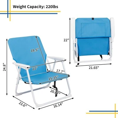 FURNIinspire Outdoor Portable Chair Durable Steel Frame And Portable Design For Relaxation And Sports, White Frame And Blue Fabric, 22"*23.6"*24.8" 4 FURNIinspire Outdoor Portable Chair Durable Steel Frame And Portable Design For Relaxation And Sports, White Frame And Blue Fabric, 22"*23.6"*24.8" - Image 2