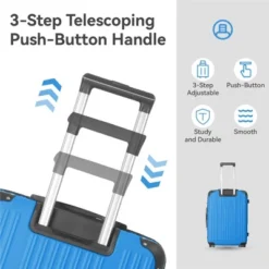 FURNIinspire Bag And Luggage Sets 3 Piece Rolling Luggage, Hard Shell Travel Suitcases Set With Wheels Telescopic Handle, Blue, 21.06"*11.42"*30.12" -Home Haven Furniture Store GUEST d5e53f90 d827 426a a752 82ca404bd498