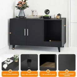 FURNIinspire Pet Crates And Houses, Multi-Functional Cat Cabinet, Comfortable Cat Space With Entrances, For Home, Black, 33.5"*18.5"*19.9" 10 FURNIinspire Pet Crates And Houses, Multi-Functional Cat Cabinet, Comfortable Cat Space With Entrances, For Home, Black, 33.5"*18.5"*19.9" -Home Haven Furniture Store GUEST d7472241 f42a 4dc7 82ce fb087c931790