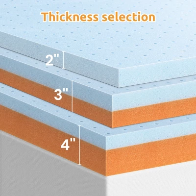 FURNIinspire Mattresses 3 Inch Cool Gel Memory Copper Foam Full Size Mattress Topper Soft Mattress, Bedroom Furniture, Blue, 74"*54"*3" 4 FURNIinspire Mattresses 3 Inch Cool Gel Memory Copper Foam Full Size Mattress Topper Soft Mattress, Bedroom Furniture, Blue, 74"*54"*3" - Image 2