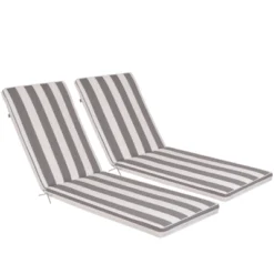 FURNIinspire Outdoor Seat Cushions 2pcs Outdoor Cushion Set Replacement, Gray And White Stripes Seat Cushion, Multicolored, 74.4"*22.05"*2.8" -Home Haven Furniture Store GUEST d86440ec 661d 4c41 9605 44156e52c5f4