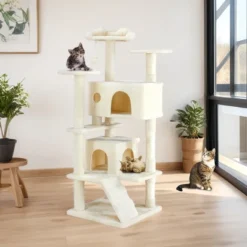 FURNIinspire Pet Tower Multi-Functional Cat Tree House Detachable Cat Climbing Frame, Pet Furniture Cat Accessories, Beige, 19.7"*19.7"*46" -Home Haven Furniture Store GUEST d8bd0c53 3103 4d1c b607 c6673c0a87bb