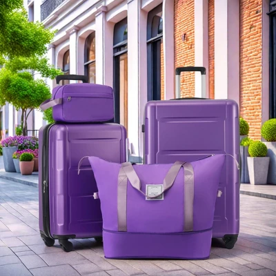 FURNIinspire Bag And Luggage Sets Luggage Set Travel Suitcase With Bags Spinner Wheels Abs Lightweight Suitcase, Purple, 16"*10"*24" 7 FURNIinspire Bag And Luggage Sets Luggage Set Travel Suitcase With Bags Spinner Wheels Abs Lightweight Suitcase, Purple, 16"*10"*24" - Image 5