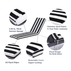 FURNIinspire Outdoor Seat Cushions Patio Lounge Chair Cushion Replacement, Black And White Stripes Cushion, Multicolored, 74.4"*22.05"*2.76" -Home Haven Furniture Store GUEST da27820e 1042 4407 b5c9 0630b2803508