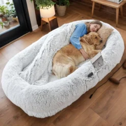 FURNIinspire Pet Beds Human Dog Bed, Washable Faux Fur Dog Bed, Large Dog Sofa Bed Washable Pet Bedfor Bedroom, Living Room, Gray, 71"*45"*14" -Home Haven Furniture Store GUEST da638b58 9b75 471a be46 288e5420281f