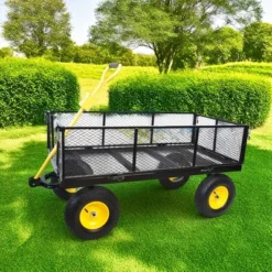 FURNIinspire Wheelbarrows And Lawn Carts Large Garden Cart For Transportation, Ideal For Outdoor Activities, Yellow And Black, 55“*24"*44.5" -Home Haven Furniture Store GUEST dab11c3a 6ae4 4122 a843 8d65aa0fdca9