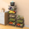 FURNIinspire Kitchen Rack Holder Metal Baskets With Wheels Stackable Storage Organizer For Dining Room Bathroom Fruit Cart, Black, 12.09"*7.02"*15.99" -Home Haven Furniture Store GUEST db2e08d9 f1ff 4733 802b f1509c4ab708