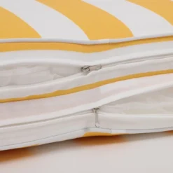 FURNIinspire Outdoor Seat Cushions 2pcs Outdoor Cushion Set Replacement, Yellow And White Stripes Seat Cushion, Multicolored, 74.4"*22.05"*2.8"