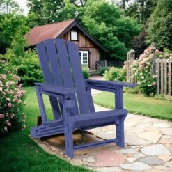 FURNIinspire Patio Accent Chairs Outdoor Folding Chairs Adirondack Chair, Portable Chair With Handles For Backyard, Navy Blue, 31.4"*29.6"*36.4" -Home Haven Furniture Store GUEST dc319ce2 54c4 488b ba3f 5a8e1e366c90