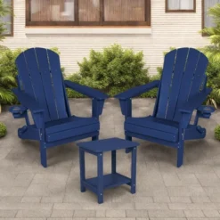 FURNIinspire Patio Seating Sets Folding Adirondack Chairs With Side Table, 3-Piece Rocking Chairs Set With Wood Texture, Blue, 30“*28”*35“ -Home Haven Furniture Store GUEST dc43ab92 8406 40c1 a3bf eac84a5f4913