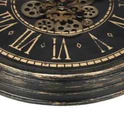 FURNIinspire Wall Clocks 24inch Gear Mechanism Decorative Hanging Clock Living Room Vintage Wall Decor For Bedroom, Brown, 24"*28.5"*3.25" -Home Haven Furniture Store GUEST dc4411c6 388c 42c4 8749 2146138d213f