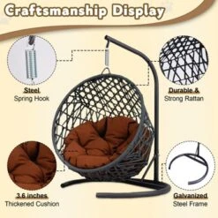 FURNIinspire Pet Beds Cat Swing Bed With Stand, Cushion, Rattan Wicker Cat Egg Chair, Indoor Cooling Pet Bed Dog Bed, Brown, 19.3"*19.3"*28.7" -Home Haven Furniture Store GUEST dd23f72c 261f 4455 ae8d 121a4b82b229