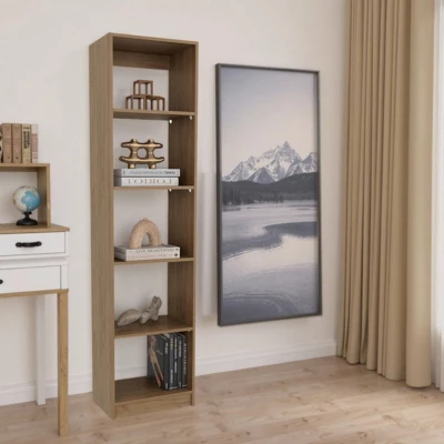 FURNIinspire Utility Storage Shelves 71.1inch Slim Shelving Unit Multifunctional 5 Tier Bookcase, Living Room Storage Shelf, Beige, 11.8"*17.8"*71.1" 5 FURNIinspire Utility Storage Shelves 71.1inch Slim Shelving Unit Multifunctional 5 Tier Bookcase, Living Room Storage Shelf, Beige, 11.8"*17.8"*71.1" - Image 3