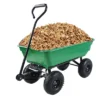 FURNIinspire Wheelbarrows And Lawn Carts Dump Carts With Steel Frame, Yard Utility Dump Wagon Lawn Cart For Soil, Firewood, Green, 43“*20"*39"