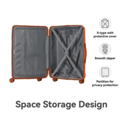 FURNIinspire Bag And Luggage Sets 3 Piece Textured Travel Luggage, Hard Suitcase Set With Wheels, Scratch-Resistant, Orange, 21.65"*13.19"*31.1" -Home Haven Furniture Store GUEST de7d7631 13cb 48f2 9b1b 974eb3d8d152