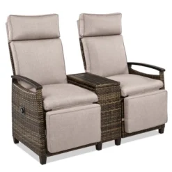 FURNIinspire Patio Accent Chairs, All Weather Outdoor Patio Chairs High Back Couch With Premium Cushions For Garden Backyard, Brown, 47.6"*23.6"*46.1" -Home Haven Furniture Store GUEST deac19b8 2860 481d 874b c2a64aa2c12a