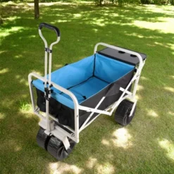 FURNIinspire Wheelbarrows And Lawn Carts Folding Wagon Garden Cart, Multi Function Garden Cart For Carrying, Black And Blue, 47“*20"*43" -Home Haven Furniture Store GUEST e0507d37 233c 4a05 845c 5e865b22567f