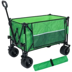 FURNIinspire Outdoor Serving Carts Colorful Heavy-Duty 480lbs Folding Wagon Cart With Bonus Picnic Mat All Terrain Wheels, Green, 37.4"*23.03"*38.98" -Home Haven Furniture Store GUEST e0c48e78 8444 450c 9d78 9993810f792a