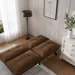 FURNIinspire Leather Feeling Convertible Folding, Modern Sofa Bed, Brown, 67"*16"*32" -Home Haven Furniture Store GUEST e0cba0df 3167 4d69 8768 5757057cd72b
