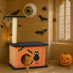 FURNIinspire Pet Tower Halloween Large Cat Tree Cat Climbing Tower With Condo, Cute Kitten Activity Platform Indoor, Orange, 23.6"*19.1"*31.5" -Home Haven Furniture Store GUEST e11894b9 9ade 4ff6 b54f 24161295a7e2