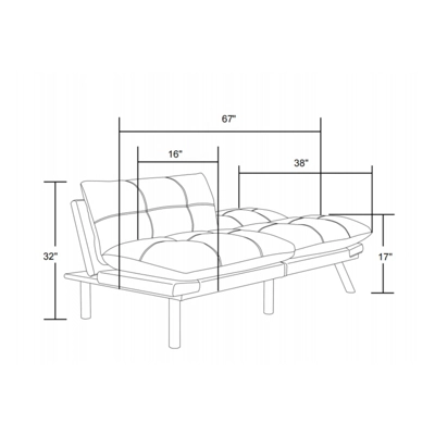 FURNIinspire Convertible Folding Modern Sofa Bed, Light Grey, 67"*16"*32"