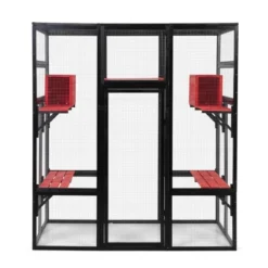 FURNIinspire Pet Crates And Houses Gothic Outdoor Large Cat Catio, Wood Cat Enclosure With Platforms Condos, Black, 62.6"*32.3"*70.1" -Home Haven Furniture Store GUEST e1be997f 38a9 4e61 ba1d 3a1891603f64