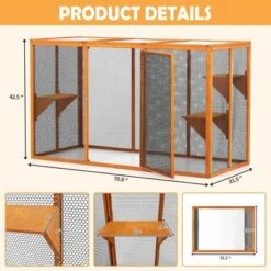 FURNIinspire Pet Crates And Houses, Removable Cat Cage, A Waterproof Roof And Three Jumping Platforms, Adjustable, Orange, 70.9"*31.5"*42.5" -Home Haven Furniture Store GUEST e1e5652f 7b20 49d3 b540 abc8d17455de