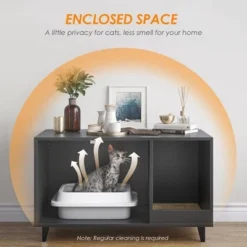 FURNIinspire Pet Crates And Houses, Multi-Functional Cat Cabinet, Comfortable Cat Space With Entrances, For Home, Black, 33.5"*18.5"*19.9" 8 FURNIinspire Pet Crates And Houses, Multi-Functional Cat Cabinet, Comfortable Cat Space With Entrances, For Home, Black, 33.5"*18.5"*19.9" -Home Haven Furniture Store GUEST e20c0cdd 0625 40b8 b2e3 310df0b09491