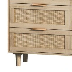 FURNIinspire Dressers 6 Drawers Rattan Storage Cabinet Dresser Organizer For Bedroom, Nursery, Modern Clothes Closet, Brown, 43.31"*15.75"*29.53" -Home Haven Furniture Store GUEST e2427aae ac4f 4b29 be5e d6800723871f