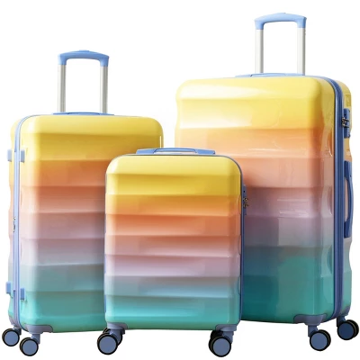 FURNIinspire Bag And Luggage 3 Piece Sets Carry On Luggage, Travel Luggage Set Hard Shell Suitcases With Wheels, Multicolored, 12.2"*19.7"*30.1" 3 FURNIinspire Bag And Luggage 3 Piece Sets Carry On Luggage, Travel Luggage Set Hard Shell Suitcases With Wheels, Multicolored, 12.2"*19.7"*30.1"