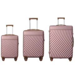 FURNIinspire Bag And Luggage Sets 3 Piece Rolling Luggage Travel Suitcase Set, Lightweight Durable Suitcases With Wheels, Pink, 21.06"*11.81"*30.31" -Home Haven Furniture Store GUEST e45967cd 993d 4975 8c56 4b37da76619f