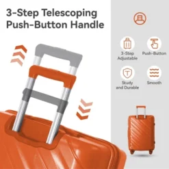 FURNIinspire Bag And Luggage Sets 3 Piece Textured Travel Luggage, Hard Suitcase Set With Wheels, Scratch-Resistant, Orange, 21.65"*13.19"*31.1" -Home Haven Furniture Store GUEST e4620dec 2ca7 427a a536 5189705934ea