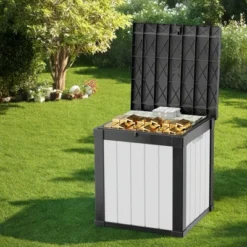 FURNIinspire Deck Boxes 50 Gallon Deck Box, Outdoor And Indoor Storage Container, Waterproof Resin Storage Bin, Black And White, 22“*22”*24“ 11 FURNIinspire Deck Boxes 50 Gallon Deck Box, Outdoor And Indoor Storage Container, Waterproof Resin Storage Bin, Black And White, 22“*22”*24“ -Home Haven Furniture Store GUEST e485dd86 d13c 42fa ba1d f35e984c9e4d