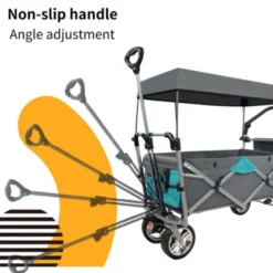 FURNIinspire Outdoor Serving Carts Push Pull Utility Folding Wagon With Removable Canopy For Camping Beach Outdoor, Gray, 50"*20.47"*43.3" -Home Haven Furniture Store GUEST e55e08ed 3be3 42d0 a5a8 c4ffd5237da9