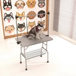 FURNIinspire Pet Grooming Tools Foldable Pet Grooming Table For Pet Large Dogs And Cats With Adjustable, Bathing Station, Sliver, 38"*23.6"*65.5"
