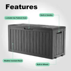 FURNIinspire Deck Boxes 75 Gallon Waterproof Resin Deck Box, Outdoor And Indoor Storage Container Storage Bin, All Weather Use, Black, 18“*46”*23“ -Home Haven Furniture Store GUEST e67fd654 85cc 47cb a877 339ce962638e