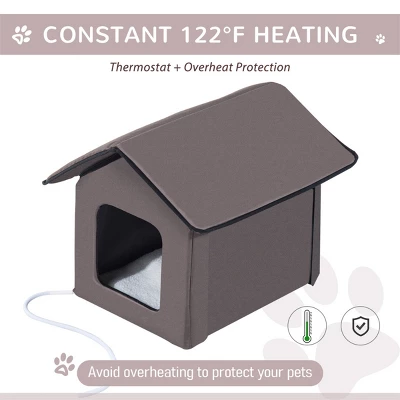 FURNIinspire Pet Crates And Houses Warm Triangular Top Cat Bed With Fleece Cloth Cover, Comfy Cat House House, Zipper Design, Brown, 16.5"*20.5"*16.5" 6 FURNIinspire Pet Crates And Houses Warm Triangular Top Cat Bed With Fleece Cloth Cover, Comfy Cat House House, Zipper Design, Brown, 16.5"*20.5"*16.5" - Image 4