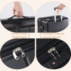 FURNIinspire 24 Inch Luggage Check In Luggage Hard Shell Carryon Suitcase Rolling Travel Luggage Travel Luggage, Black, 10.5"*15.5"*25" -Home Haven Furniture Store GUEST e876df43 f749 4496 93cc 92d1bdbe0647